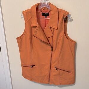 dennis basso Women’s Faux Leather Vest / Size L / Brand NWOT / Tangerine Color